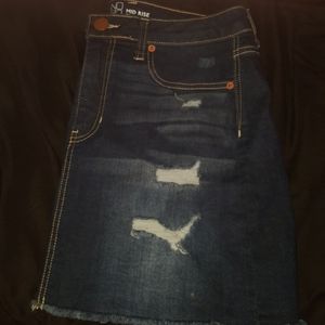 Ripped Blue jean skirt